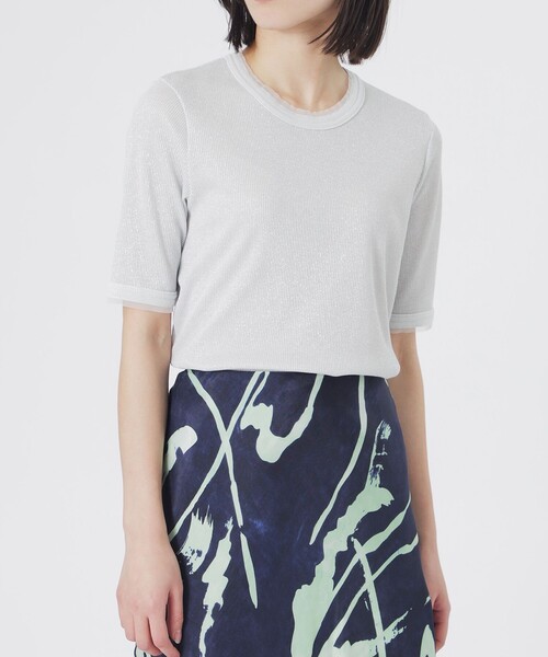 LOVELESS（ラブレス）の「ラメリブTシャツ（Tシャツ/カットソー・レディース・ライトグレー/グリーン系その他/ブラック/グレー系その他・36）」の5枚目の写真