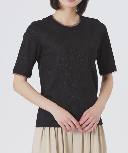 LOVELESS（ラブレス）の「ラメリブTシャツ（Tシャツ/カットソー・レディース・ライトグレー/グリーン系その他/ブラック/グレー系その他・36）」の7枚目の写真