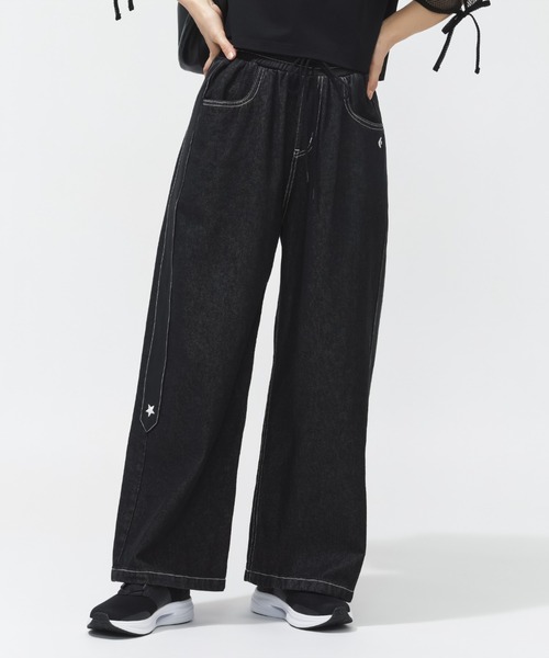 CONVERSE（コンバース）の「【別注】コンバース  AP CS DENIM COMBI PANTS L デニムコンビパンツ 限定コラボ（デニムパンツ・レディース・ブラック/ネイビー・L/S/M）」の2枚目の写真