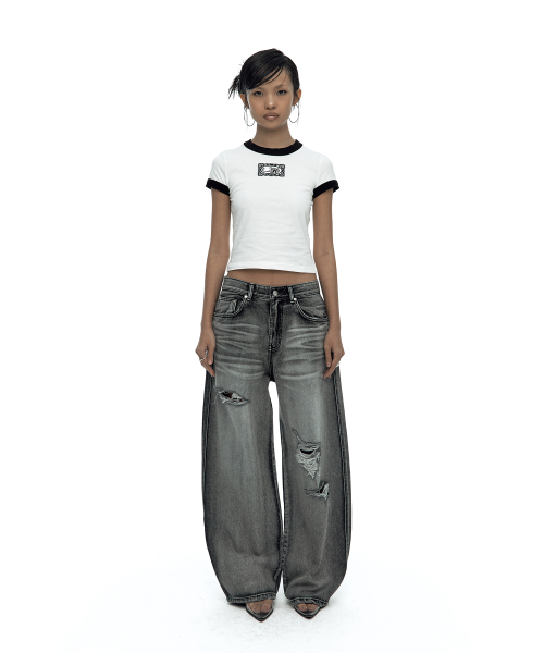 KASHIKO(カシコ)の「Lace Embroidered Ringer Tee White(Tシャツ/カットソー・レディース・その他・MEDIUM/SMALL)」の2枚目の写真