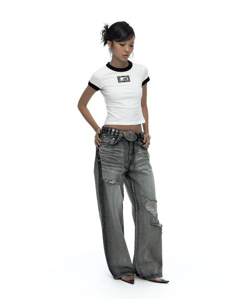 KASHIKO(カシコ)の「Lace Embroidered Ringer Tee White(Tシャツ/カットソー・レディース・その他・MEDIUM/SMALL)」の4枚目の写真