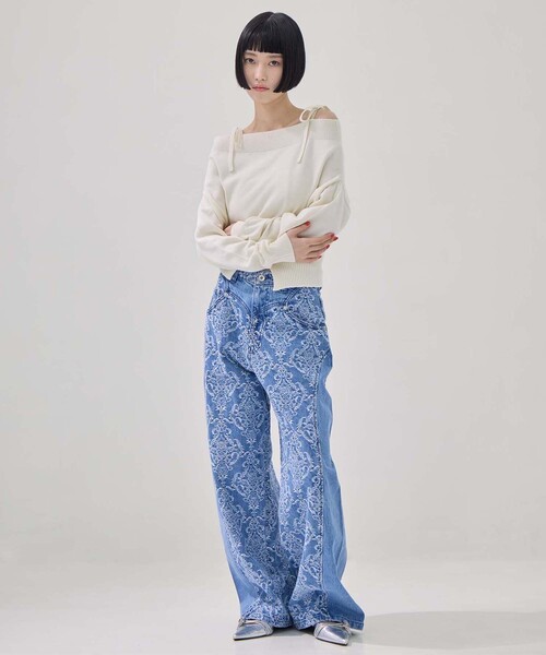 TAN（タン）の「【TAN/タン】《STUDIOUS別注》別注2WAY BORELO KNIT TOPS/ツーウェイボレロニットトップ/ウォッシャブルニット（ニット/セーター・レディース・ダークブラウン/ピンク/アイボリー・FREE）」の4枚目の写真