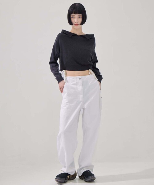 TAN（タン）の「【TAN/タン】《STUDIOUS別注》別注2WAY BORELO KNIT TOPS/ツーウェイボレロニットトップ/ウォッシャブルニット（ニット/セーター・レディース・ダークブラウン/ピンク/アイボリー・FREE）」の10枚目の写真