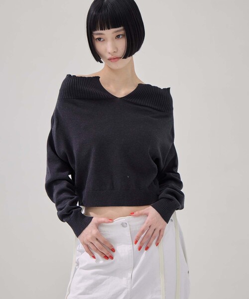 TAN（タン）の「【TAN/タン】《STUDIOUS別注》別注2WAY BORELO KNIT TOPS/ツーウェイボレロニットトップ/ウォッシャブルニット（ニット/セーター・レディース・ダークブラウン/ピンク/アイボリー・FREE）」の11枚目の写真
