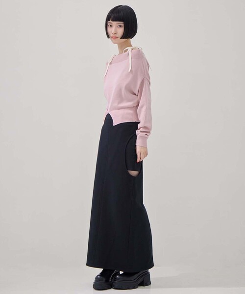 TAN（タン）の「【TAN/タン】《STUDIOUS別注》別注2WAY BORELO KNIT TOPS/ツーウェイボレロニットトップ/ウォッシャブルニット（ニット/セーター・レディース・ダークブラウン/ピンク/アイボリー・FREE）」の13枚目の写真