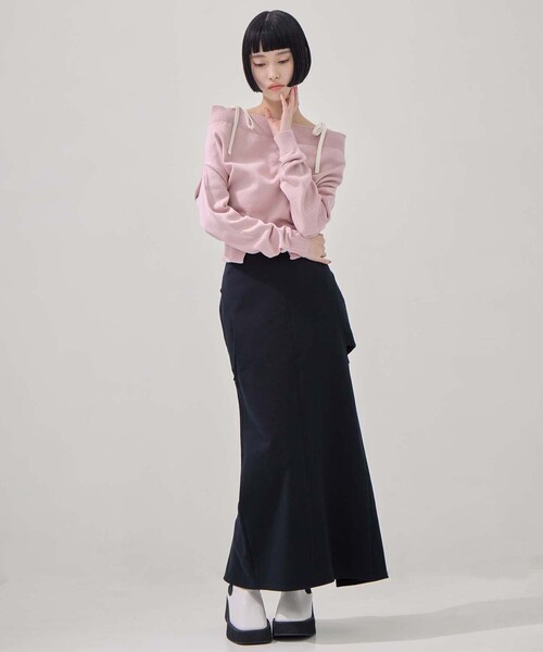 TAN（タン）の「【TAN/タン】《STUDIOUS別注》別注2WAY BORELO KNIT TOPS/ツーウェイボレロニットトップ/ウォッシャブルニット（ニット/セーター・レディース・ダークブラウン/ピンク/アイボリー・FREE）」の14枚目の写真