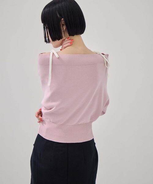 TAN（タン）の「【TAN/タン】《STUDIOUS別注》別注2WAY BORELO KNIT TOPS/ツーウェイボレロニットトップ/ウォッシャブルニット（ニット/セーター・レディース・ダークブラウン/ピンク/アイボリー・FREE）」の18枚目の写真