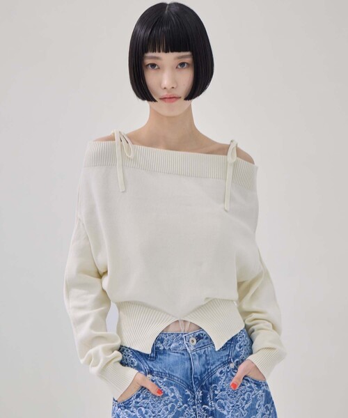 TAN（タン）の「【TAN/タン】《STUDIOUS別注》別注2WAY BORELO KNIT TOPS/ツーウェイボレロニットトップ/ウォッシャブルニット（ニット/セーター・レディース・ダークブラウン/ピンク/アイボリー・FREE）」の19枚目の写真