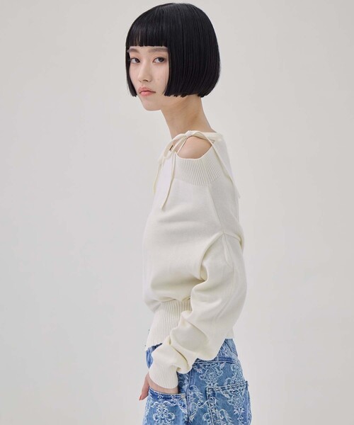 TAN（タン）の「【TAN/タン】《STUDIOUS別注》別注2WAY BORELO KNIT TOPS/ツーウェイボレロニットトップ/ウォッシャブルニット（ニット/セーター・レディース・ダークブラウン/ピンク/アイボリー・FREE）」の20枚目の写真