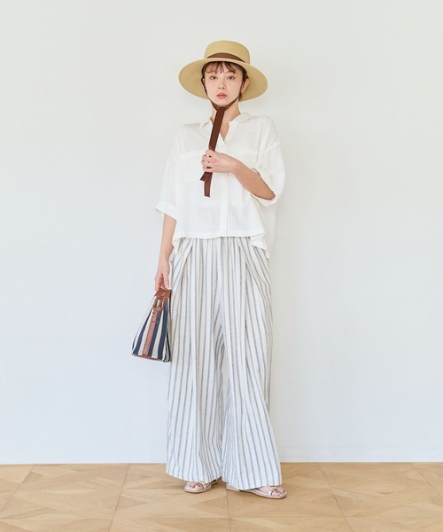 BAYFLOW(ベイフロー)の「リネンタックワイドパンツ(その他パンツ・レディース・キナリ/ブルー系その他/ホワイト系その他・SMALL/MEDIUM)」の12枚目の写真