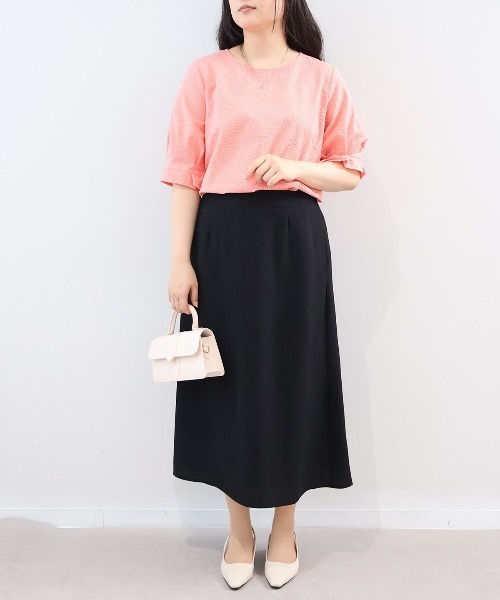 fleur by mint breeze(フルールバイミントブリーズ)の「【L~5L 大きいサイズ】リネンライクスラブAラインスカート(スカート・レディース・ブラック/ブルー・5L/4L/3L/LL/L)」の3枚目の写真