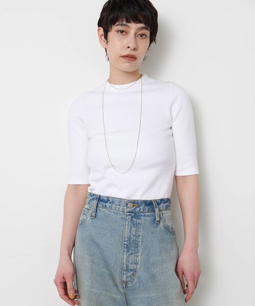 Whim Gazette(ウィムガゼット)の「ヴィンテージテレコTシャツ(Tシャツ/カットソー・レディース・カーキ/オフホワイト/ブラウン/ベージュ・FREE)」の2枚目の写真