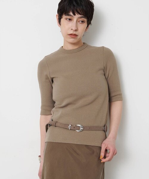 Whim Gazette(ウィムガゼット)の「ヴィンテージテレコTシャツ(Tシャツ/カットソー・レディース・カーキ/オフホワイト/ブラウン/ベージュ・FREE)」の4枚目の写真