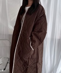 etta（エタ）の「ロングキルティングコート（ノーカラーコート）」