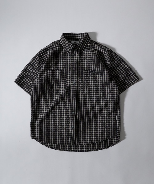 Perushu（ペルーシュ）の「SEERSUCKER CHECK SHORT SLEEVE SHIRT／シアサッカーチェックショートスリーブシャツ（シャツ/ブラウス・メンズ・ブラック/ブルー/グレー・MEDIUM/LARGE）」の10枚目の写真