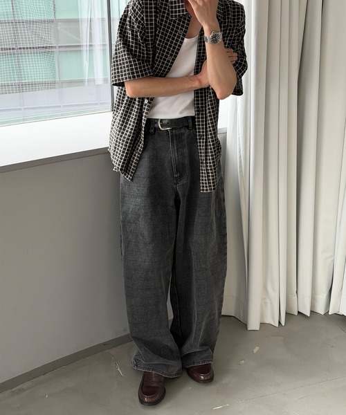 Perushu（ペルーシュ）の「SEERSUCKER CHECK SHORT SLEEVE SHIRT／シアサッカーチェックショートスリーブシャツ（シャツ/ブラウス・メンズ・ブラック/ブルー/グレー・MEDIUM/LARGE）」の15枚目の写真