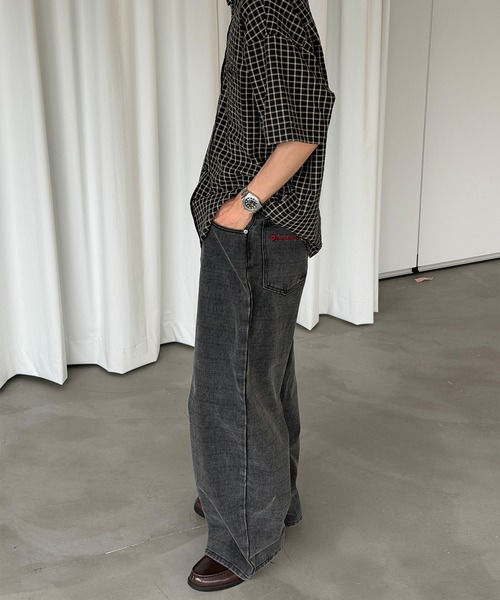 Perushu（ペルーシュ）の「SEERSUCKER CHECK SHORT SLEEVE SHIRT／シアサッカーチェックショートスリーブシャツ（シャツ/ブラウス・メンズ・ブラック/ブルー/グレー・MEDIUM/LARGE）」の18枚目の写真