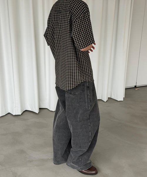 Perushu（ペルーシュ）の「SEERSUCKER CHECK SHORT SLEEVE SHIRT／シアサッカーチェックショートスリーブシャツ（シャツ/ブラウス・メンズ・ブラック/ブルー/グレー・MEDIUM/LARGE）」の19枚目の写真
