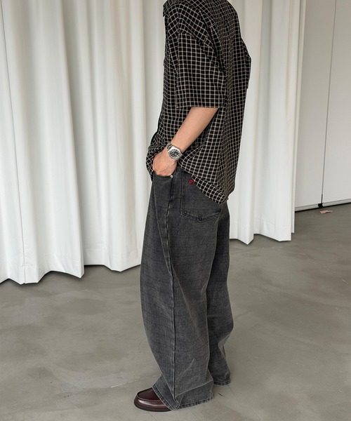 Perushu（ペルーシュ）の「SEERSUCKER CHECK SHORT SLEEVE SHIRT／シアサッカーチェックショートスリーブシャツ（シャツ/ブラウス・メンズ・ブラック/ブルー/グレー・MEDIUM/LARGE）」の20枚目の写真