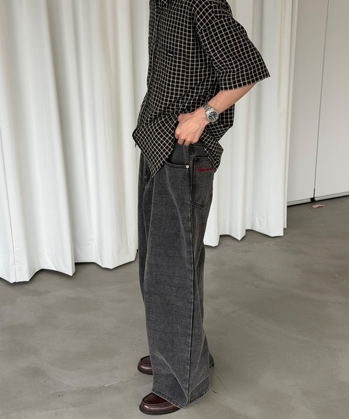 Perushu（ペルーシュ）の「SEERSUCKER CHECK SHORT SLEEVE SHIRT／シアサッカーチェックショートスリーブシャツ（シャツ/ブラウス・メンズ・ブラック/ブルー/グレー・MEDIUM/LARGE）」の21枚目の写真