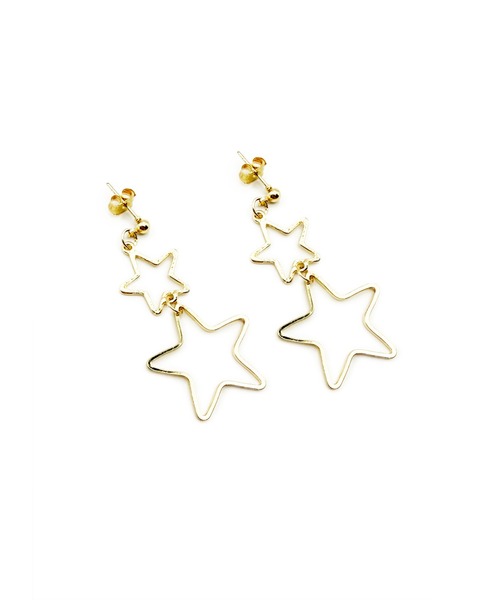 CARROLL(キャロル)の「CARROLL キャロル ダブルスターチェーンデザインドロップピアス(ピアス(両耳用)・レディース・シルバー/ゴールド・FREE)」の2枚目の写真
