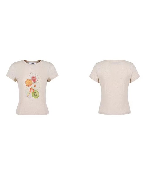 Fano Studios(ファノ ストゥディオズ)の「ラウンドネック フルーツモチーフ リブTシャツ FX26S116【Fano Studios】【2026SS】(Tシャツ/カットソー・レディース・ベージュ・S/M/L)」の11枚目の写真