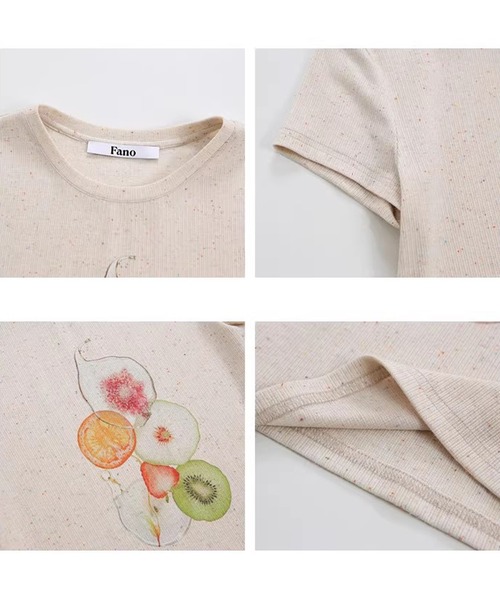 Fano Studios(ファノ ストゥディオズ)の「ラウンドネック フルーツモチーフ リブTシャツ FX26S116【Fano Studios】【2026SS】(Tシャツ/カットソー・レディース・ベージュ・S/M/L)」の13枚目の写真