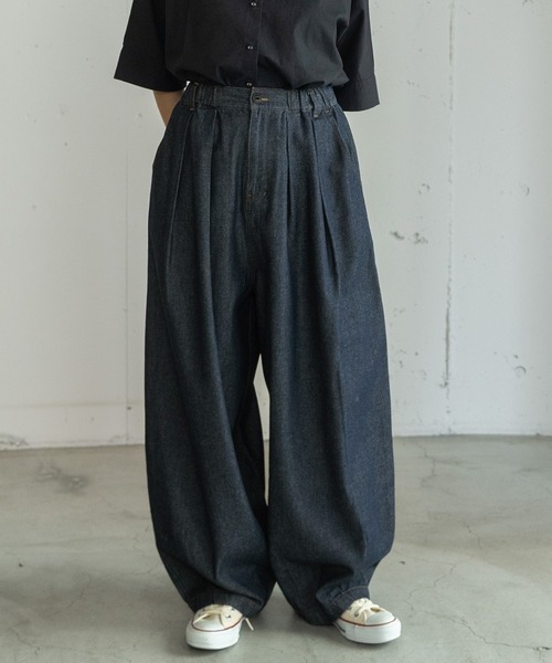 POU DOU DOU（プードゥドゥ）の「ボリュームタックパンツ（その他パンツ・レディース・ベージュ/ネイビー/インディゴブルー/ミント・3）」の6枚目の写真