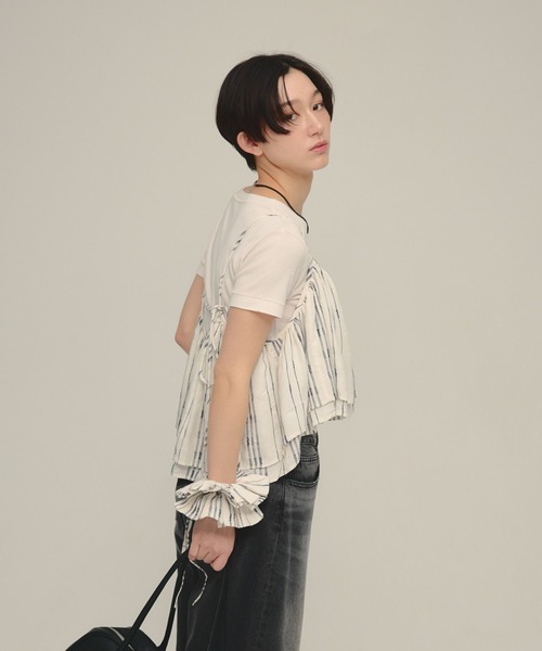 eL（エル）の「【eL】Made in India Stripe Cami/645468（キャミソール・レディース・ホワイト系その他/ブラック系その他/ブラウン系その他・FREE）」の4枚目の写真