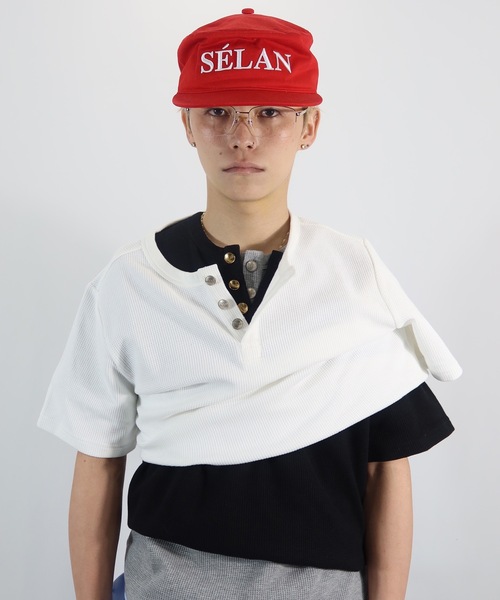 SELAN（セラン）の「【ユニセックス】金ボタンリブヘンリーネックTシャツ/SELANオリジナル（Tシャツ/カットソー・メンズ・ブラック/ホワイト/グレー・MEDIUM/LARGE）」の4枚目の写真