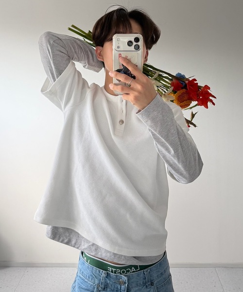 SELAN（セラン）の「【ユニセックス】金ボタンリブヘンリーネックTシャツ/SELANオリジナル（Tシャツ/カットソー・メンズ・ブラック/ホワイト/グレー・MEDIUM/LARGE）」の10枚目の写真