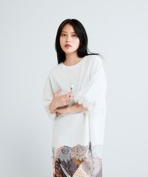 先行入荷！ジーナシス カットソー ホワイト JEANASIS｜ジーナシスのTシャツ/カットソー（ホワイト/白色系・ミドル
