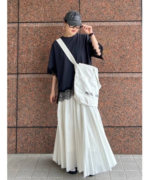 JEANASIS（ジーナシス）の「レーストリムキョウネンSS TEE/683783（Tシャツ/カットソー・レディース・ホワイト/ブラック/グレー系その他・FREE）」の11枚目の写真