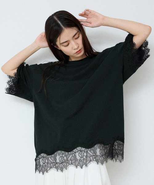 JEANASIS（ジーナシス）の「レーストリムキョウネンSS TEE/683783（Tシャツ/カットソー・レディース・ホワイト/ブラック/グレー系その他・FREE）」の14枚目の写真