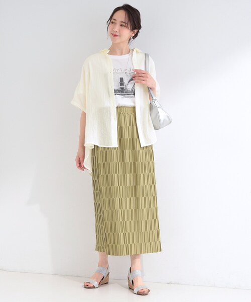SHOO・LA・RUE（シューラルー）の「【体型カバー】やわらかゆるっと ヒップがすっぽり隠れる 5分袖シアーシャツ（シャツ/ブラウス・レディース・アイボリー/チャコールグレー/ピンク系/ブルー系その他・00）」の19枚目の写真