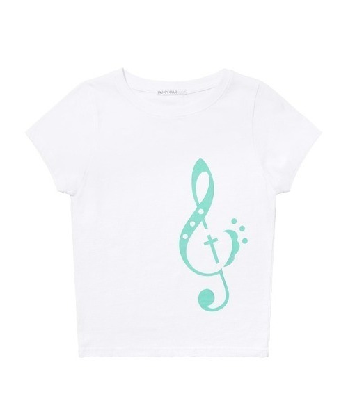 FANCY CLUB（ファンシークラブ）の「A'GEM/9 × .kom 『FANCY CLUB/ファンシークラブ』CLEF SYMBOL TEE/クレフシンボルTシャツ（Tシャツ/カットソー・レディース・ホワイト/ライトグリーン・FREE）」の14枚目の写真