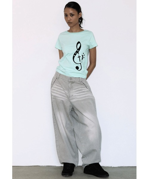 FANCY CLUB（ファンシークラブ）の「A'GEM/9 × .kom 『FANCY CLUB/ファンシークラブ』CLEF SYMBOL TEE/クレフシンボルTシャツ（Tシャツ/カットソー・レディース・ホワイト/ライトグリーン・FREE）」の10枚目の写真