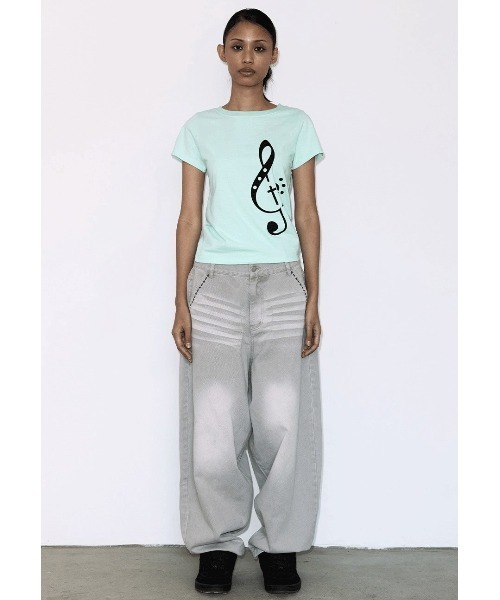 FANCY CLUB（ファンシークラブ）の「A'GEM/9 × .kom 『FANCY CLUB/ファンシークラブ』CLEF SYMBOL TEE/クレフシンボルTシャツ（Tシャツ/カットソー・レディース・ホワイト/ライトグリーン・FREE）」の11枚目の写真