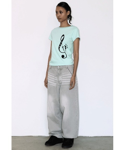 FANCY CLUB（ファンシークラブ）の「A'GEM/9 × .kom 『FANCY CLUB/ファンシークラブ』CLEF SYMBOL TEE/クレフシンボルTシャツ（Tシャツ/カットソー・レディース・ホワイト/ライトグリーン・FREE）」の12枚目の写真