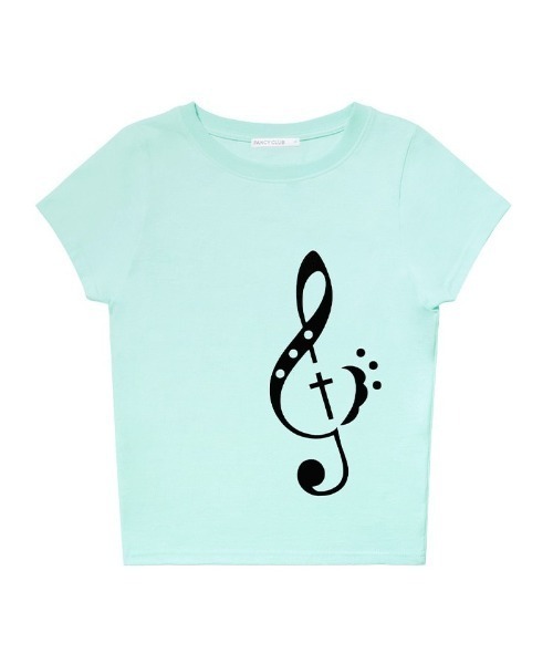 FANCY CLUB（ファンシークラブ）の「A'GEM/9 × .kom 『FANCY CLUB/ファンシークラブ』CLEF SYMBOL TEE/クレフシンボルTシャツ（Tシャツ/カットソー・レディース・ホワイト/ライトグリーン・FREE）」の18枚目の写真