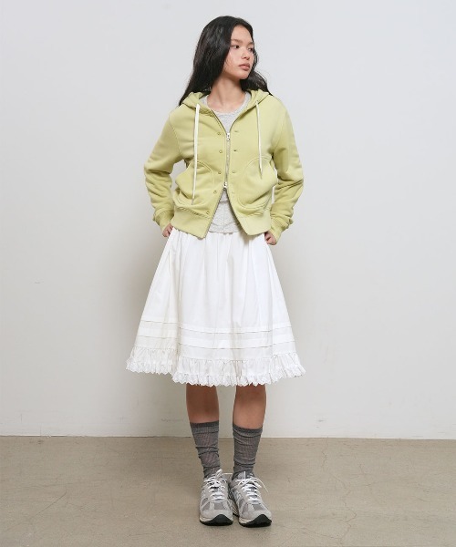 GENERAL IDEA（ジェネラルアイデア）の「【GENERAL IDEA】スナップフードジップアップパーカー / SNAP HOOD ZIP-UP（パーカー・レディース・オートミール/ネイビー/ライトグリーン・L/M/S）」の8枚目の写真