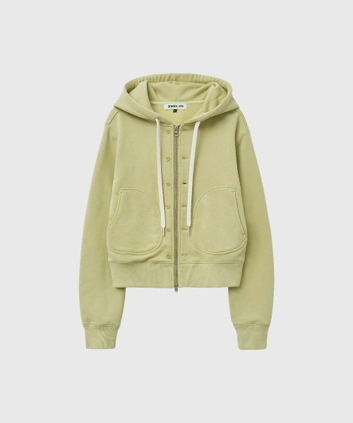 GENERAL IDEA（ジェネラルアイデア）の「【GENERAL IDEA】スナップフードジップアップパーカー / SNAP HOOD ZIP-UP（パーカー・レディース・オートミール/ネイビー/ライトグリーン・L/M/S）」の10枚目の写真