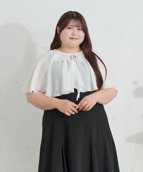 Louiosy(ルオシー)の「【Louiosy】【大きいサイズ】ケープリボンブラウス(シャツ/ブラウス・レディース・オフホワイト/ピンク・3L/4L)」の1枚目の写真