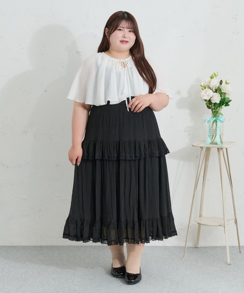 Louiosy(ルオシー)の「【Louiosy】【大きいサイズ】ケープリボンブラウス(シャツ/ブラウス・レディース・オフホワイト/ピンク・3L/4L)」の3枚目の写真