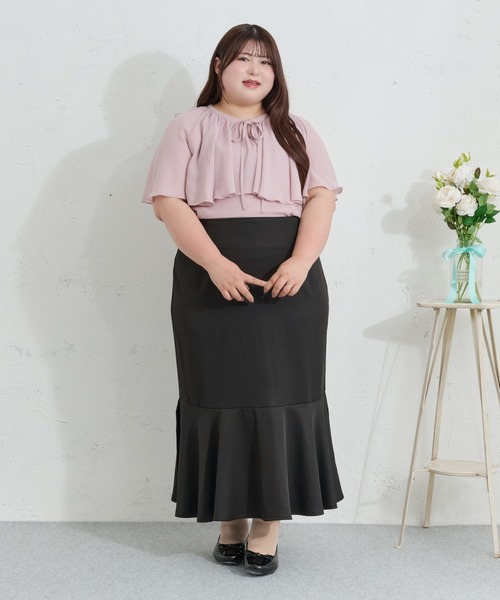 Louiosy(ルオシー)の「【Louiosy】【大きいサイズ】ケープリボンブラウス(シャツ/ブラウス・レディース・オフホワイト/ピンク・3L/4L)」の11枚目の写真