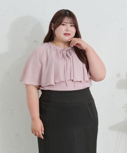 Louiosy(ルオシー)の「【Louiosy】【大きいサイズ】ケープリボンブラウス(シャツ/ブラウス・レディース・オフホワイト/ピンク・3L/4L)」の8枚目の写真