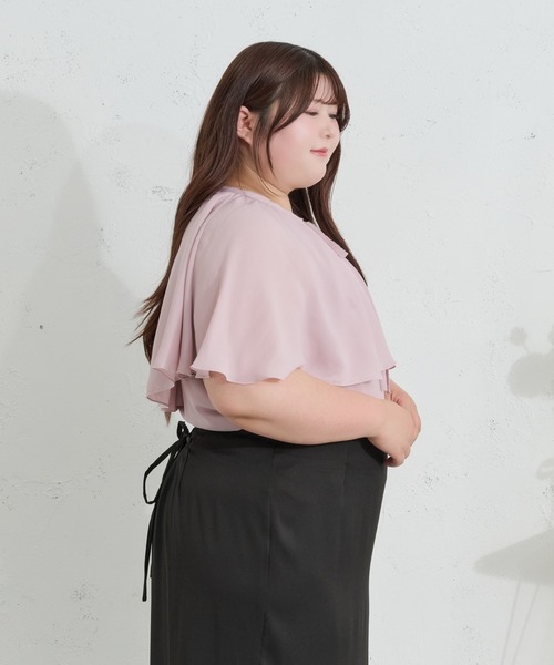 Louiosy(ルオシー)の「【Louiosy】【大きいサイズ】ケープリボンブラウス(シャツ/ブラウス・レディース・オフホワイト/ピンク・3L/4L)」の9枚目の写真