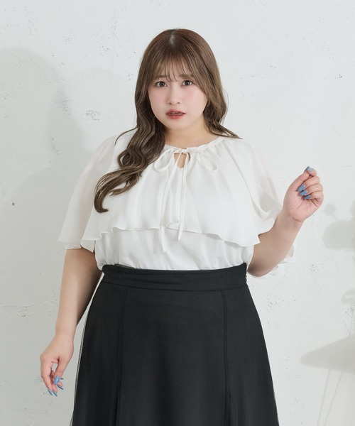 Louiosy(ルオシー)の「【Louiosy】【大きいサイズ】ケープリボンブラウス(シャツ/ブラウス・レディース・オフホワイト/ピンク・3L/4L)」の21枚目の写真
