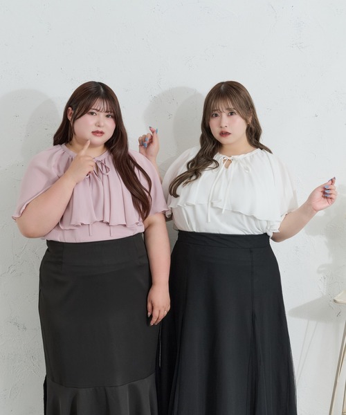 Louiosy(ルオシー)の「【Louiosy】【大きいサイズ】ケープリボンブラウス(シャツ/ブラウス・レディース・オフホワイト/ピンク・3L/4L)」の14枚目の写真
