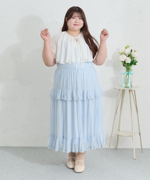 Louiosy(ルオシー)の「【Louiosy】【大きいサイズ】ケープリボンブラウス(シャツ/ブラウス・レディース・オフホワイト/ピンク・3L/4L)」の4枚目の写真